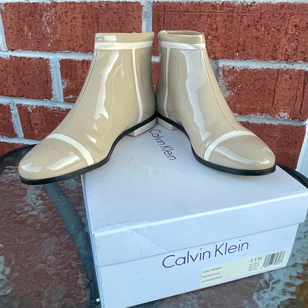 Calvin Klein patent leather booties size 5.5